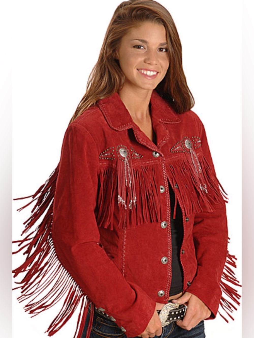 Scully Bead & Fringe Leather Western Jacket - Medium